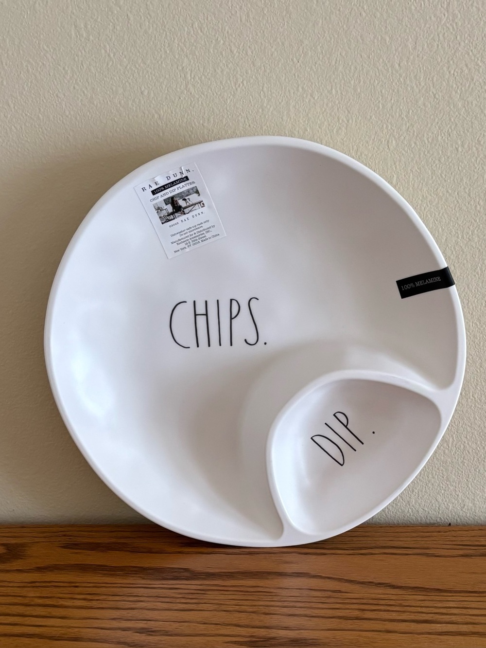 Rae Dunn White 'Chips & Dip' Melamine Serving Platter
